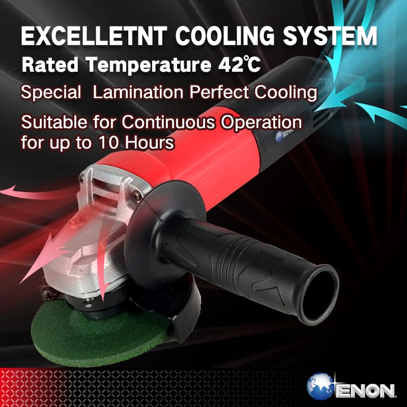 ENON Corded Electric Angle Grinder 900W 12500 RPM with 3 cutting wheel and 1 Grinder Wheel 100m for Grinding, Polishing & Cutting with 3 for Home & DIY Use, Back Switch (XE-4001H) ENON Corded Electric Angle Grinder 900W 12500 RPM with 3 cutting wheel and 1 Grinder Wheel 100m for Grinding, Polishing & Cutting with 3 for Home & DIY Use, Back Switch (XE-4001H)